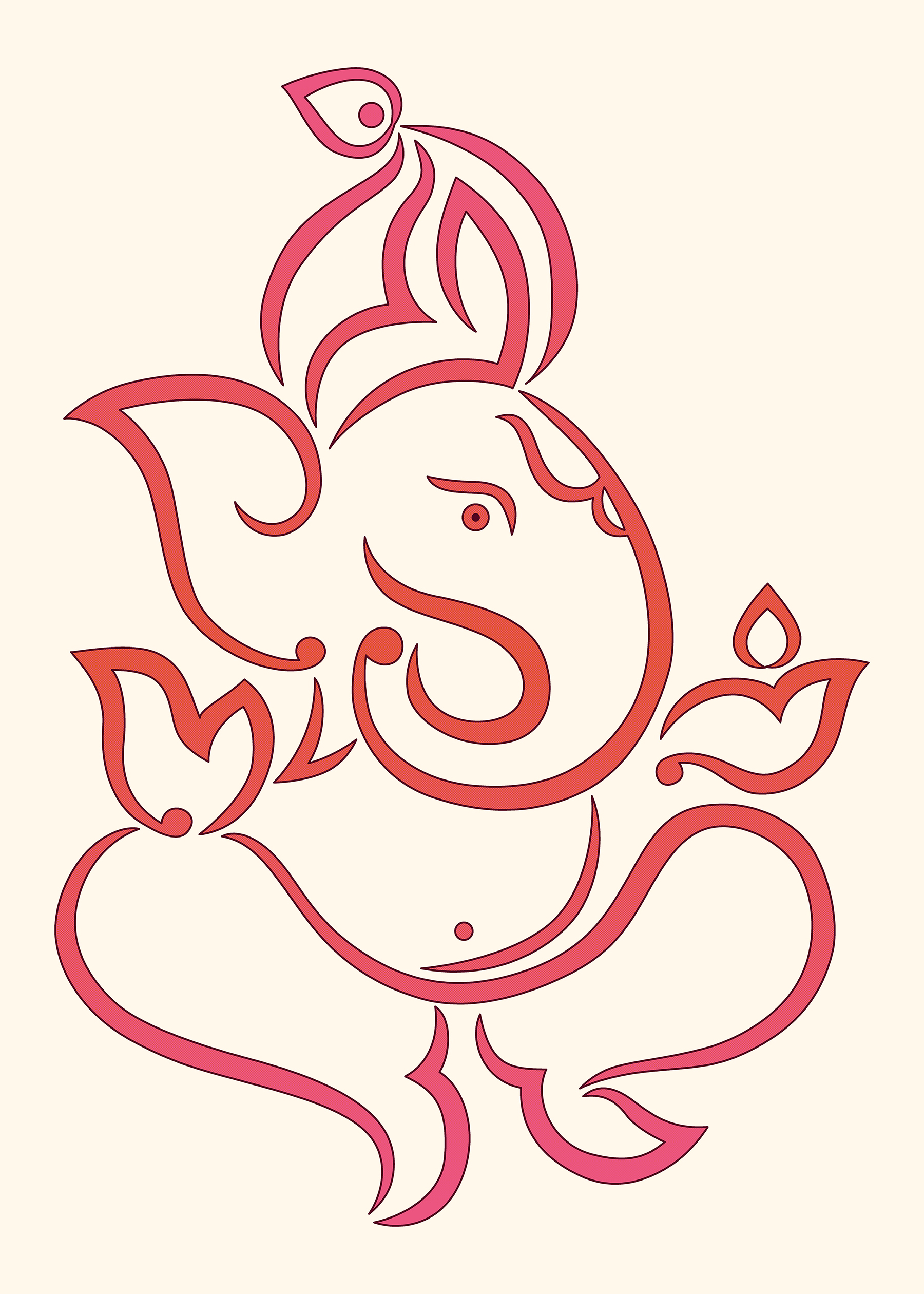 Ganesha Printed Drawing Design