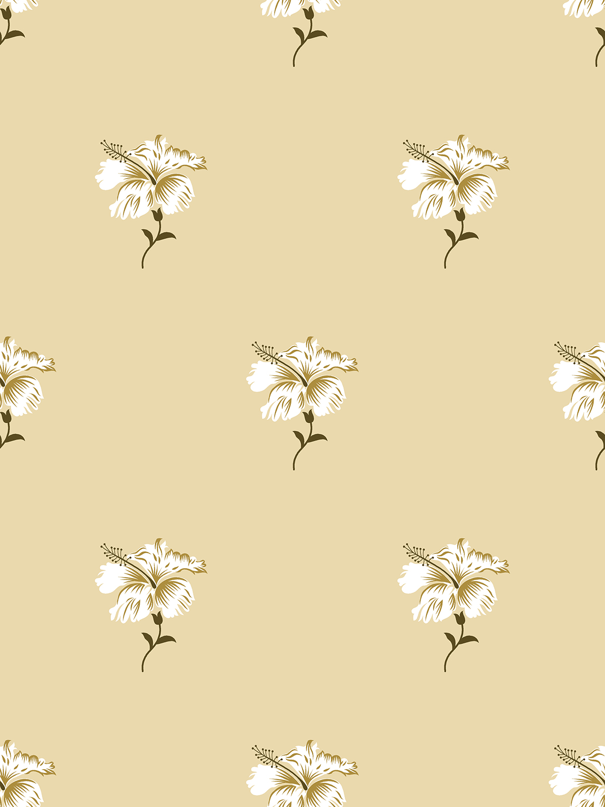 Minimal Hibiscus Floral Placement Print