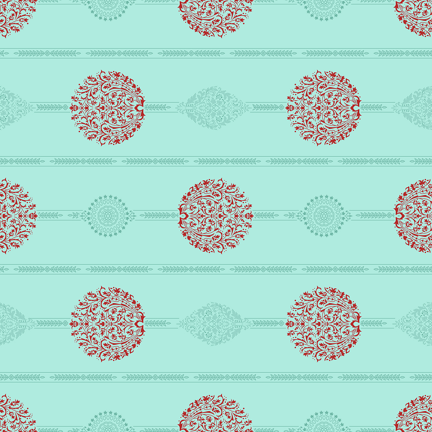 Ornamental Medallion Stripe Print