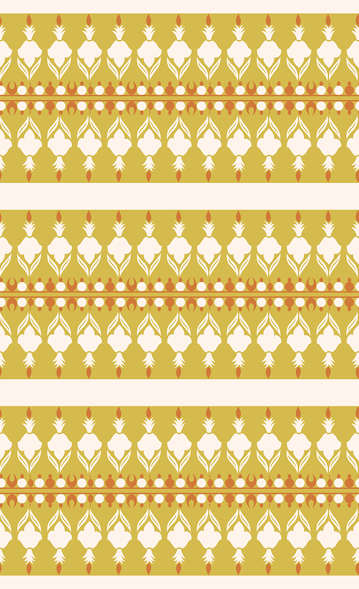 Bold Ethnic Floral Border Stripe Print