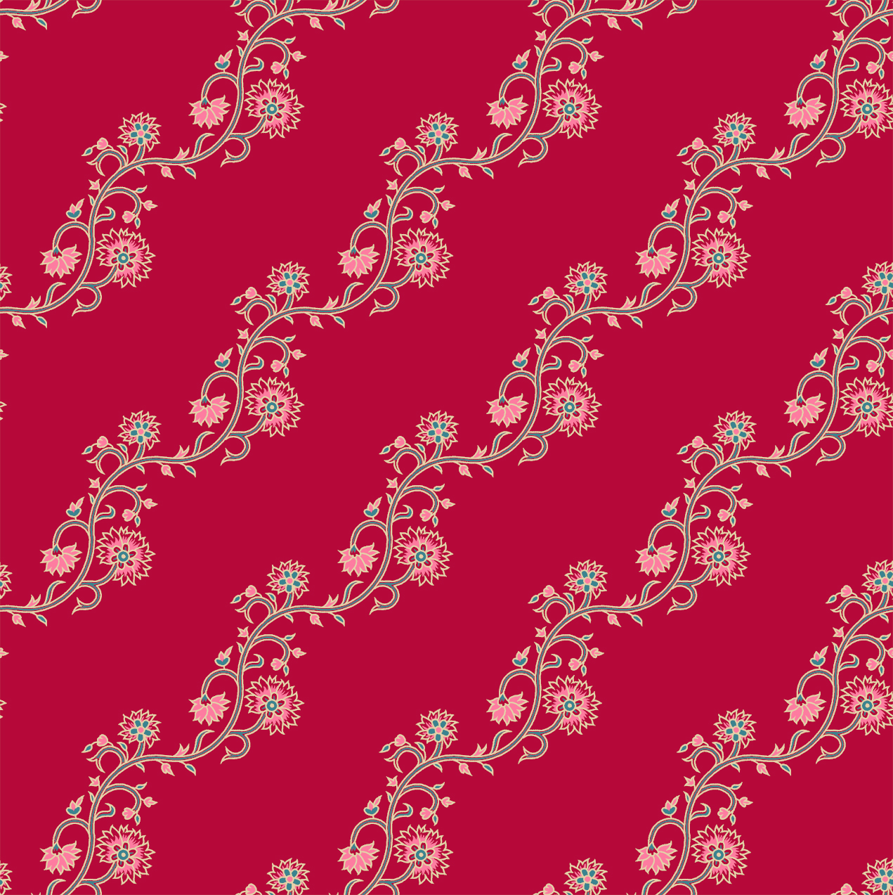 Diagonal Floral Vine Seamless Print