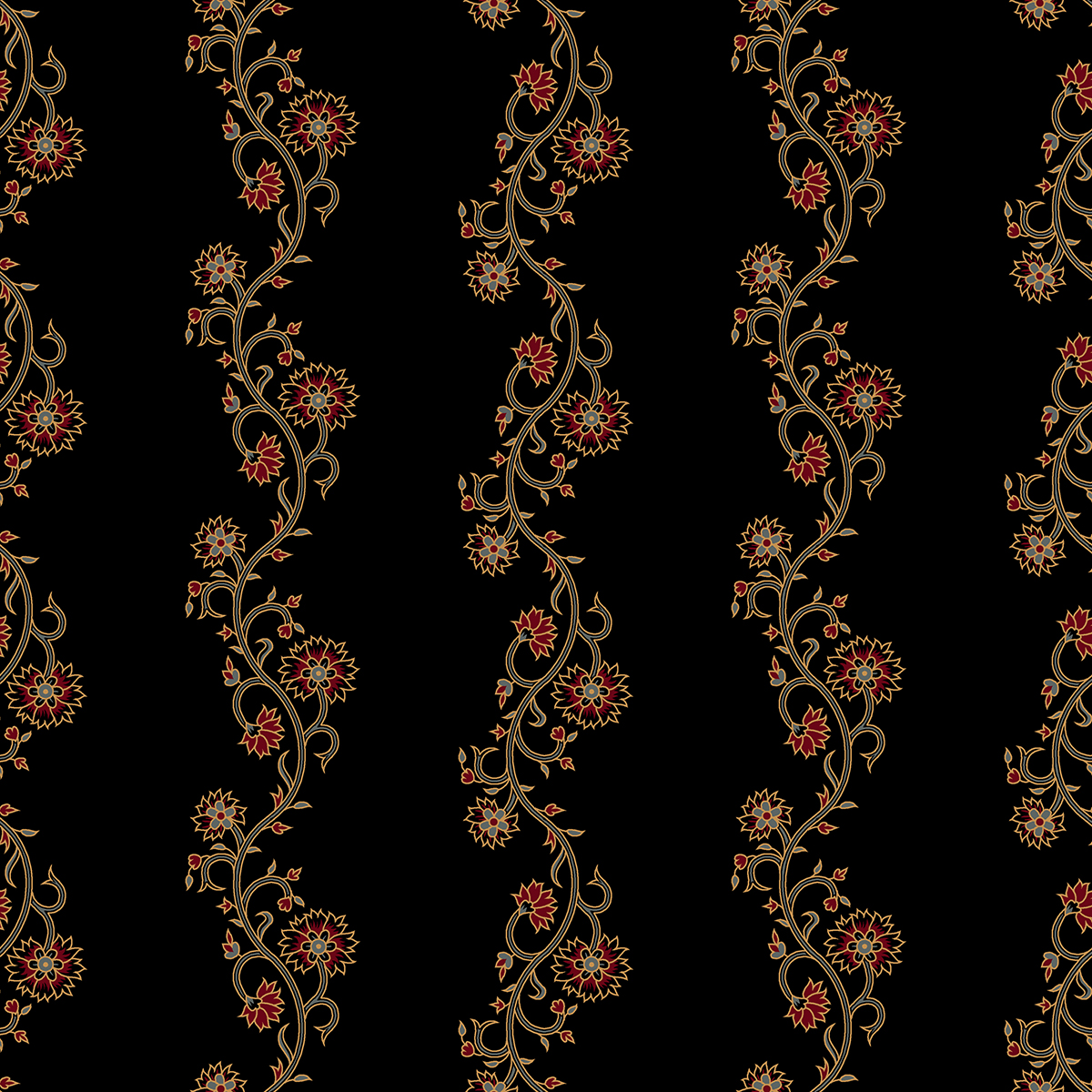 Luxury Vertical Floral Vine Print