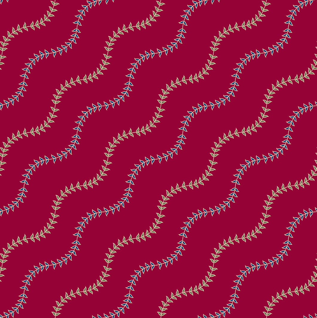 Flowing Leafy Vine Zigzag Print