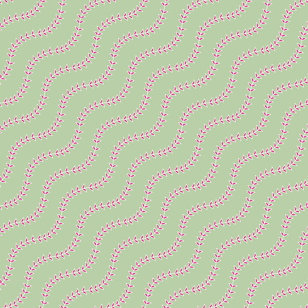 Flowing Leafy Vine Zigzag Print