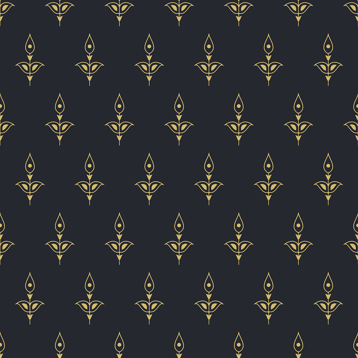 Golden Mughal Buti Seamless Print