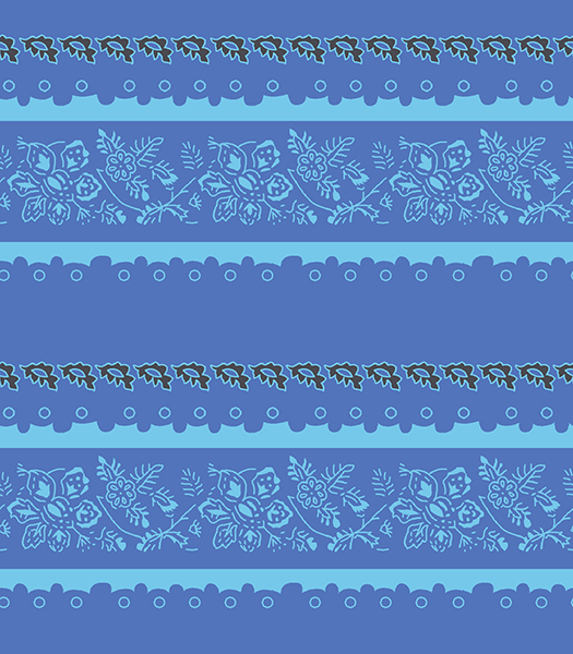 Indigo Floral Border