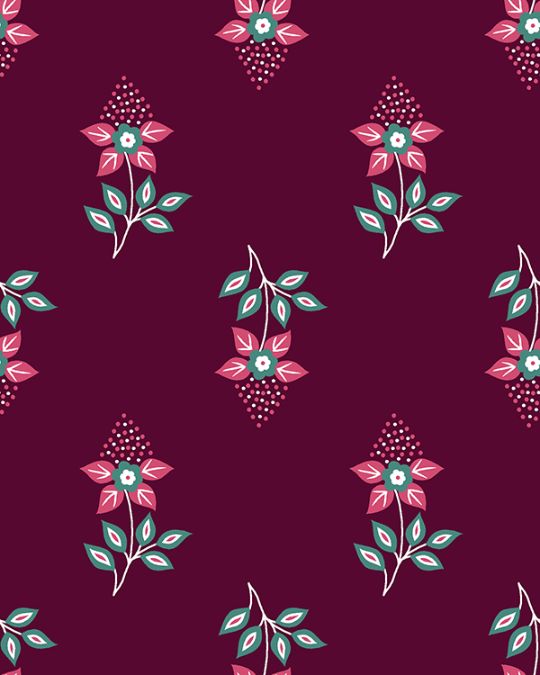Maroon Floral Drop
