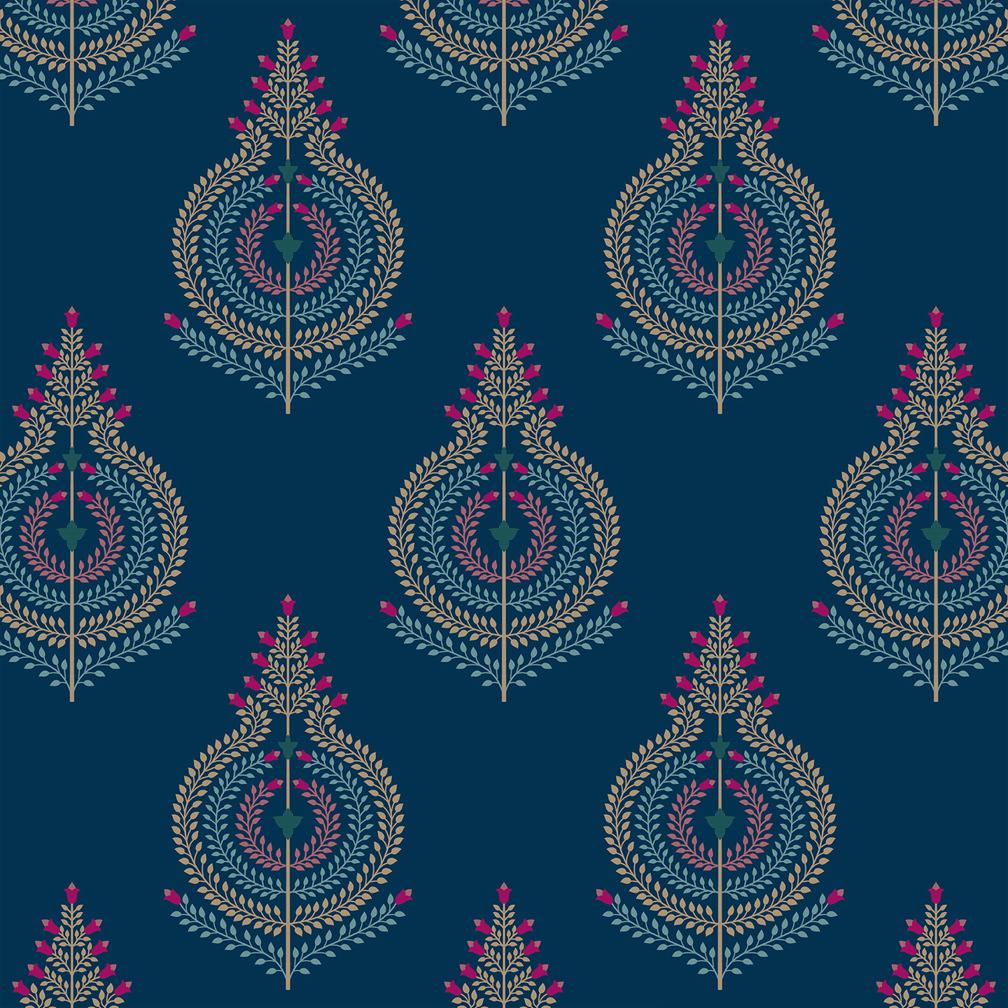 Royal Mughal Tropical Buta Border Print