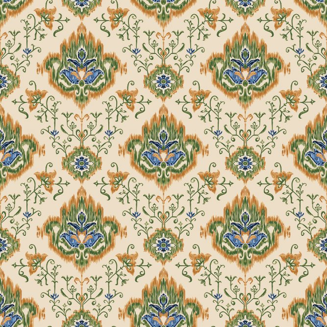 Ikat Inspired Floral Fusion Print