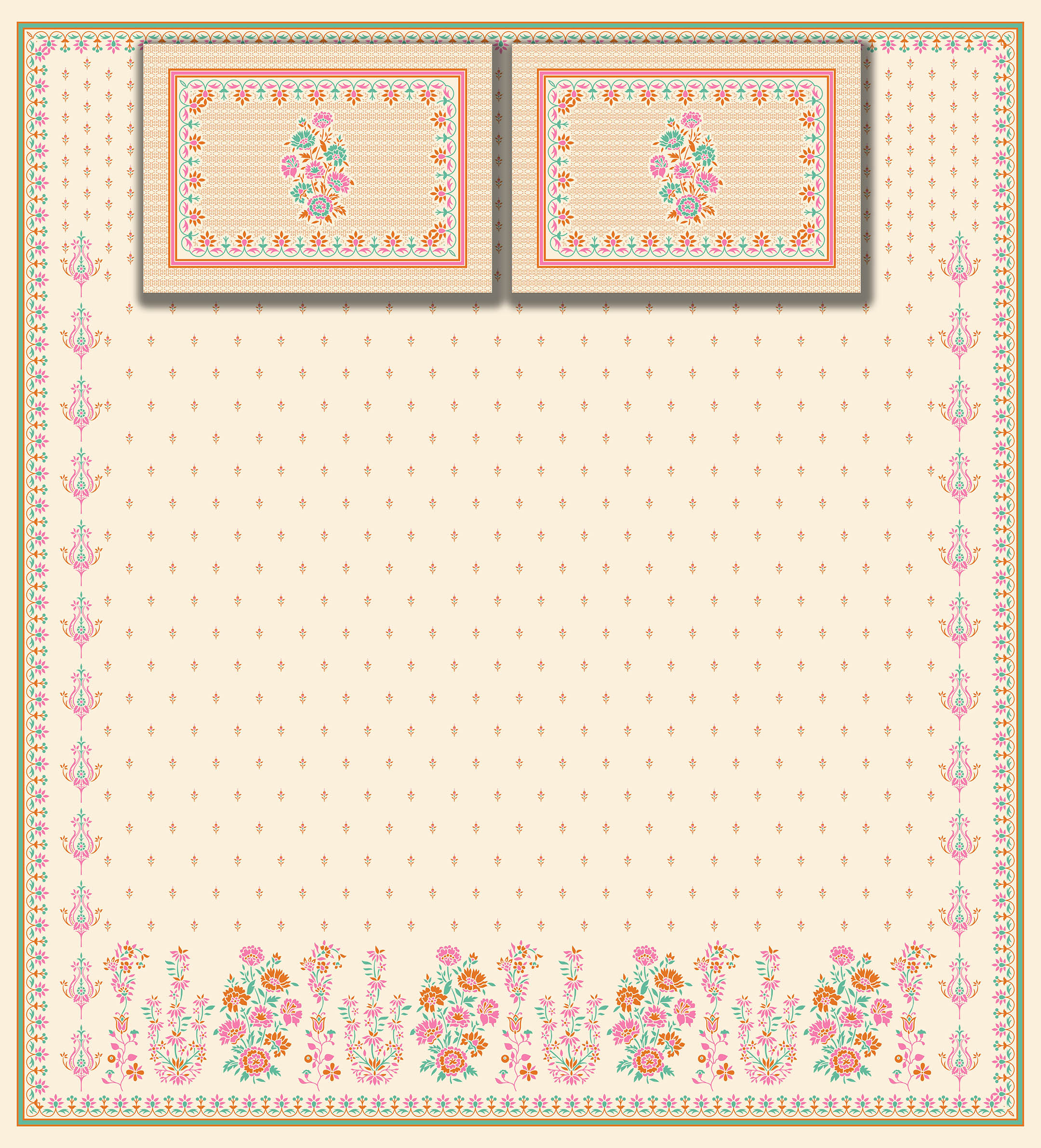 Minimal Floral Border Bedsheet