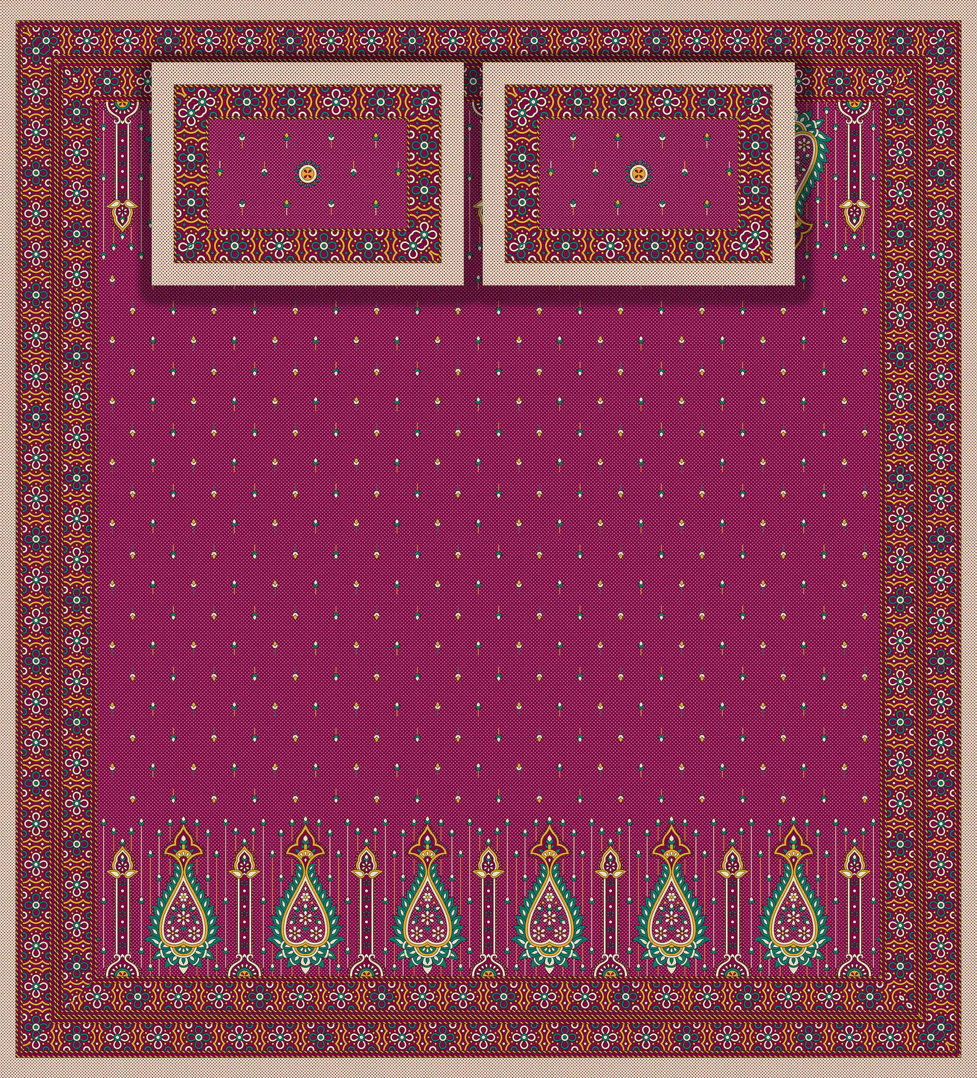 Royal Paisley Border Bedsheet