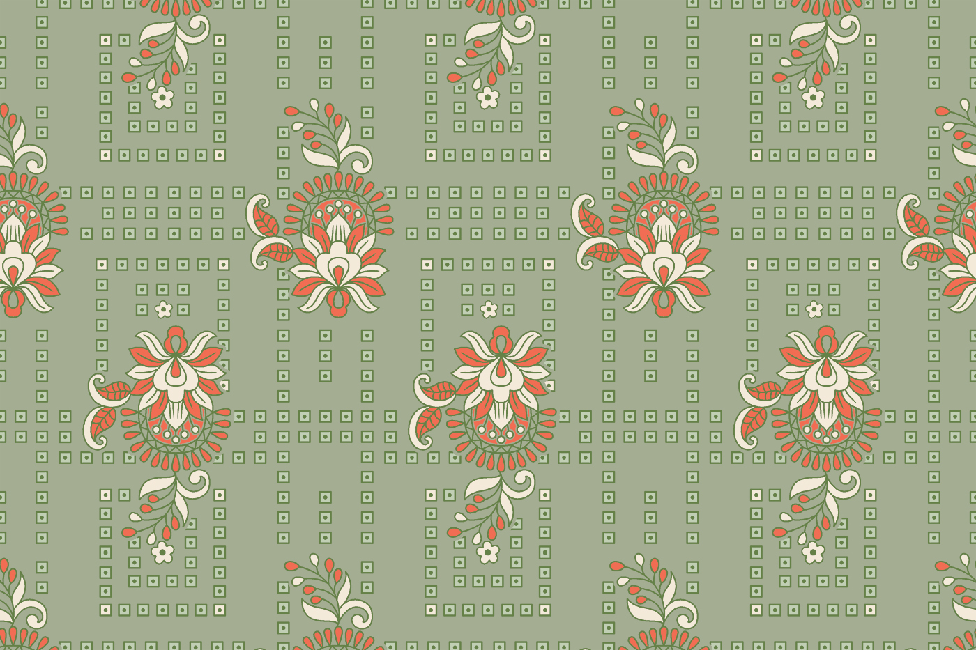 Olive Heritage Floral Jaal