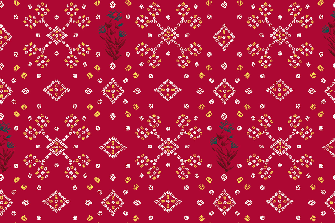 Traditional Diamond Butti Jaal Print