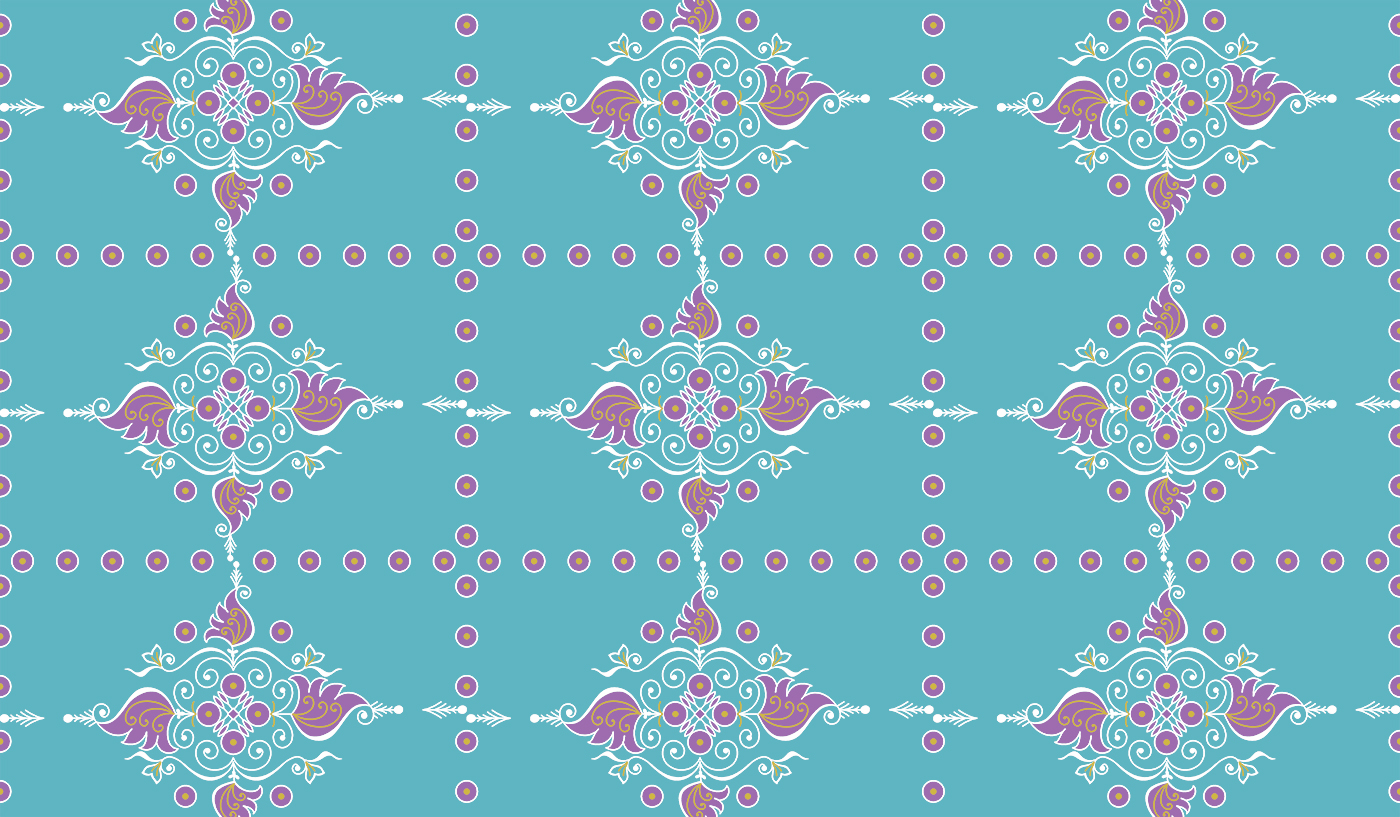 Ornamental Butta Grid Print