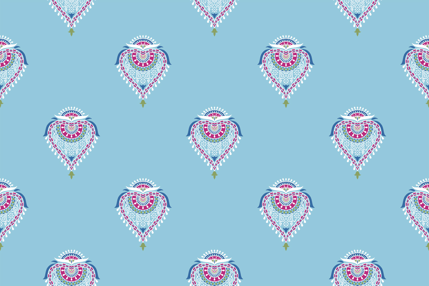 Heart Motif Ethnic Repeat Print