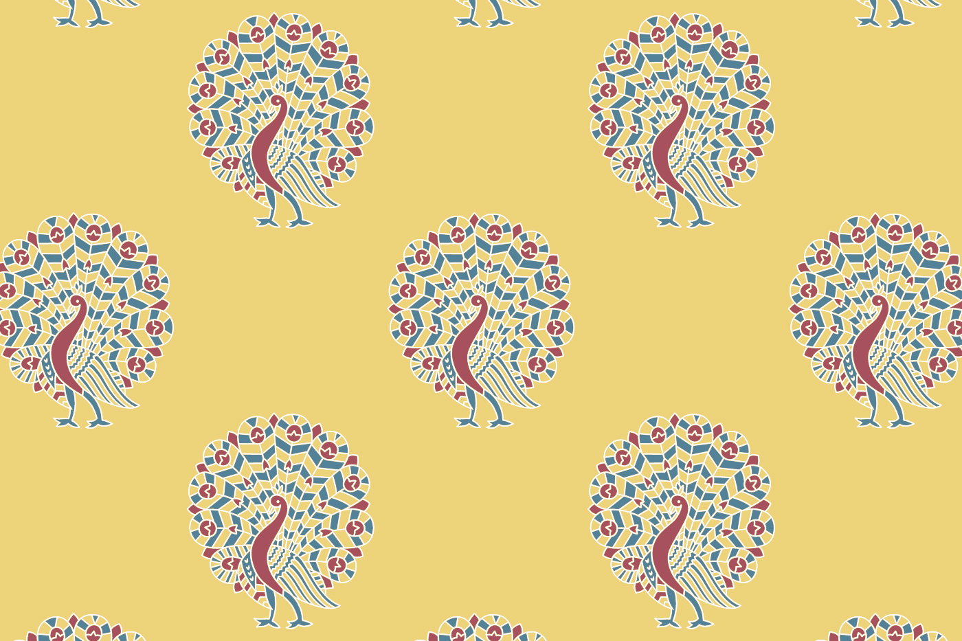 Peacock Motif Repeat Print