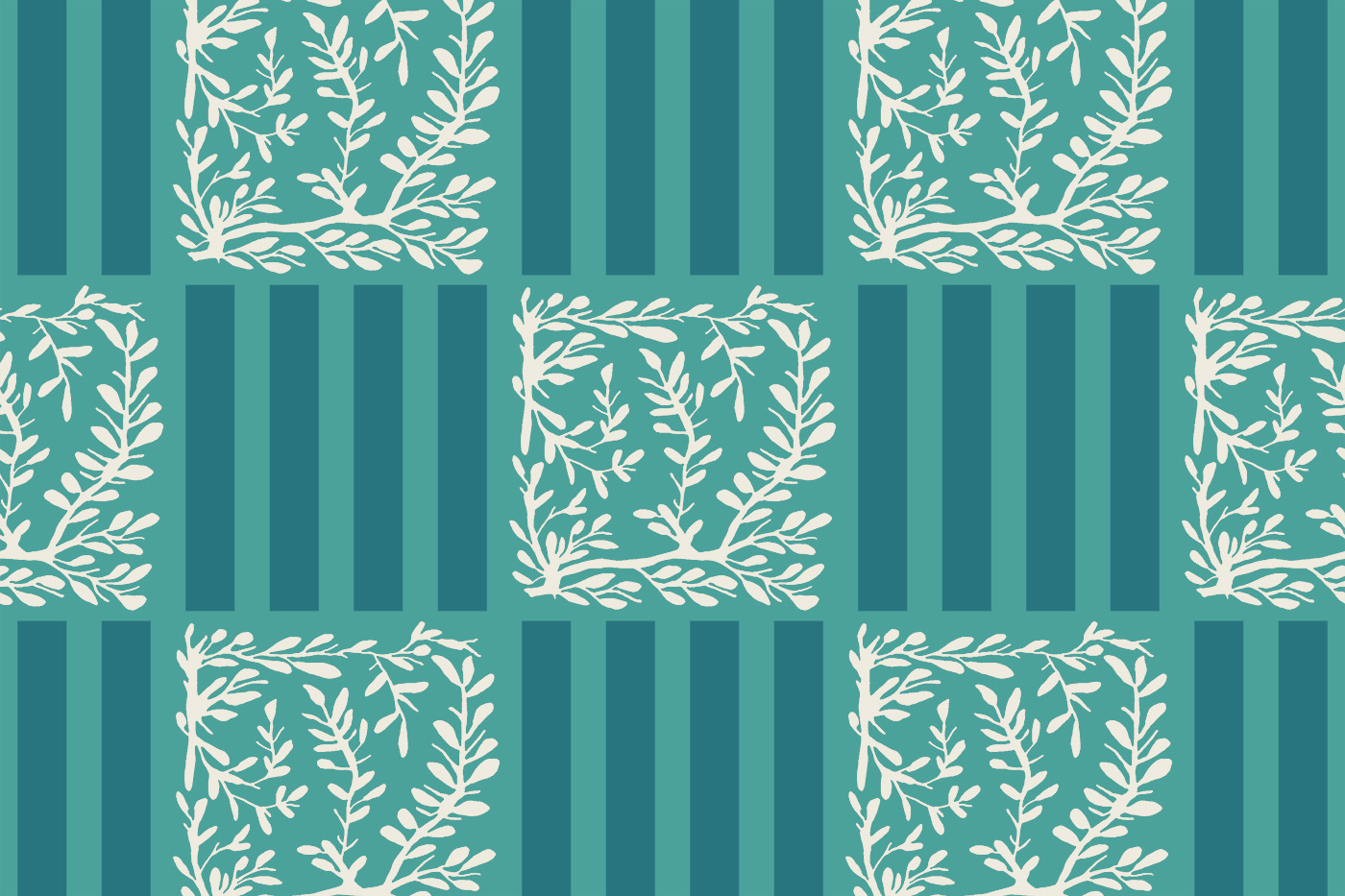 Leaf Frame Stripe Fusion Print
