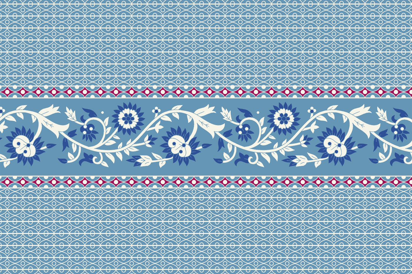 Geometric Border Floral Panel