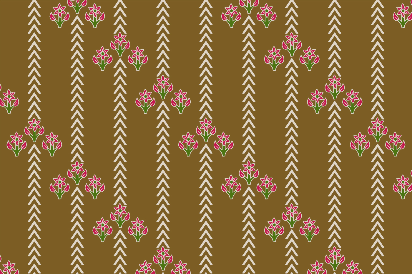 Earthy Floral Chevron Print