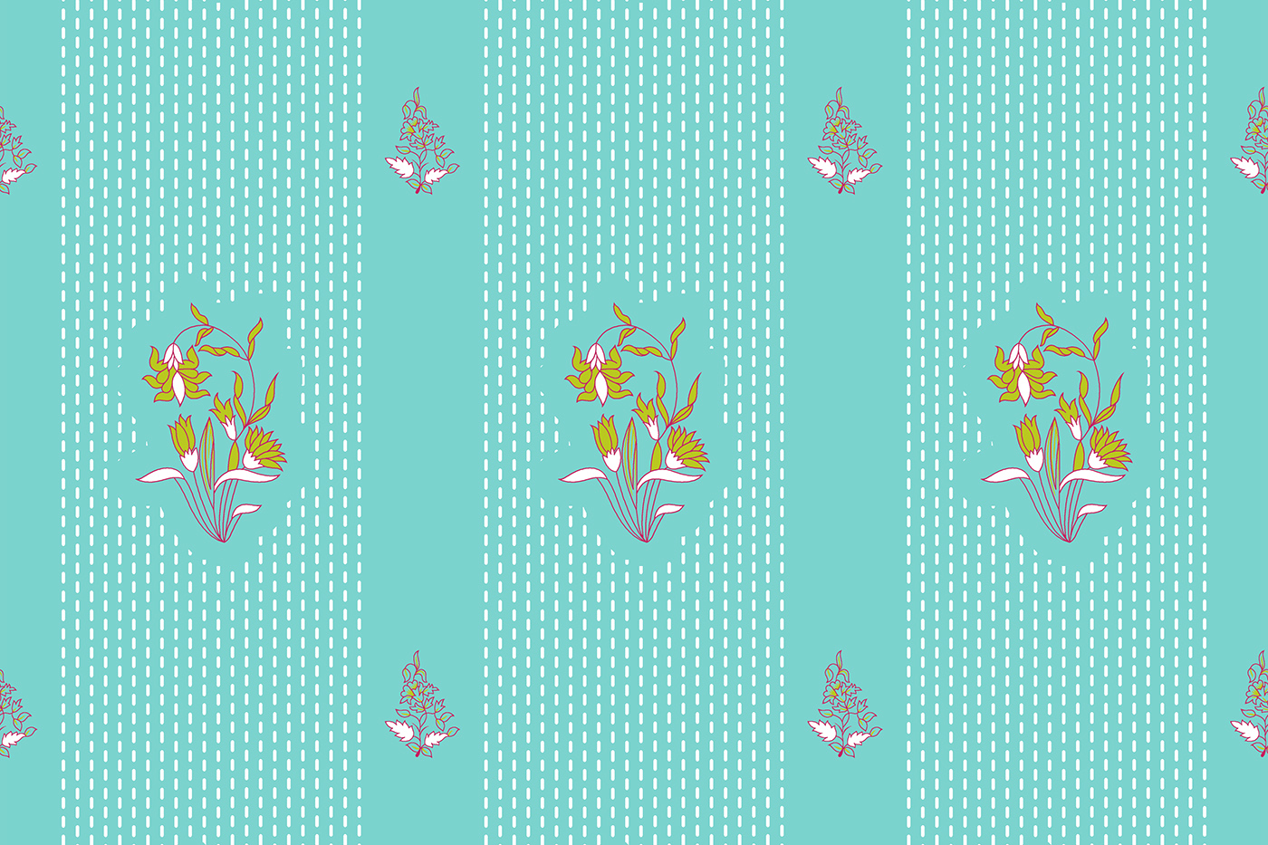 Vertical Floral Placement Stripe Pattern