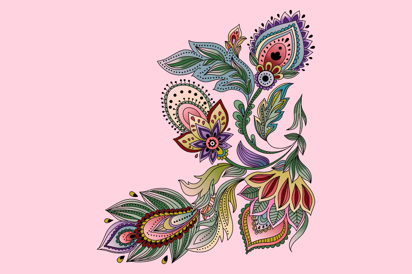 Decorative Floral Placement Motif Design