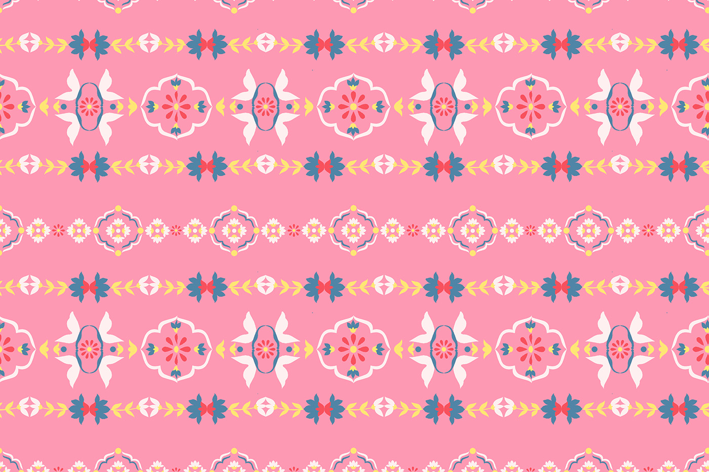 Ethnic Floral Stripe Border Pattern