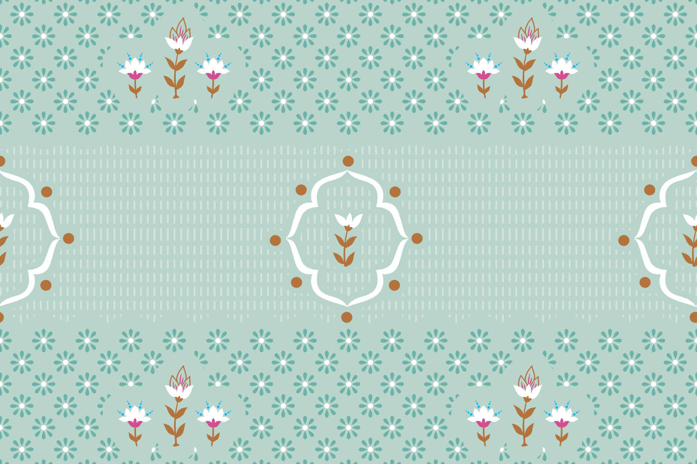 Floral Border Panel Seamless Pattern