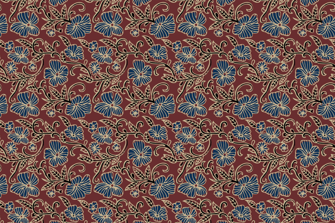 Floral  Ajrakh Jaal Design