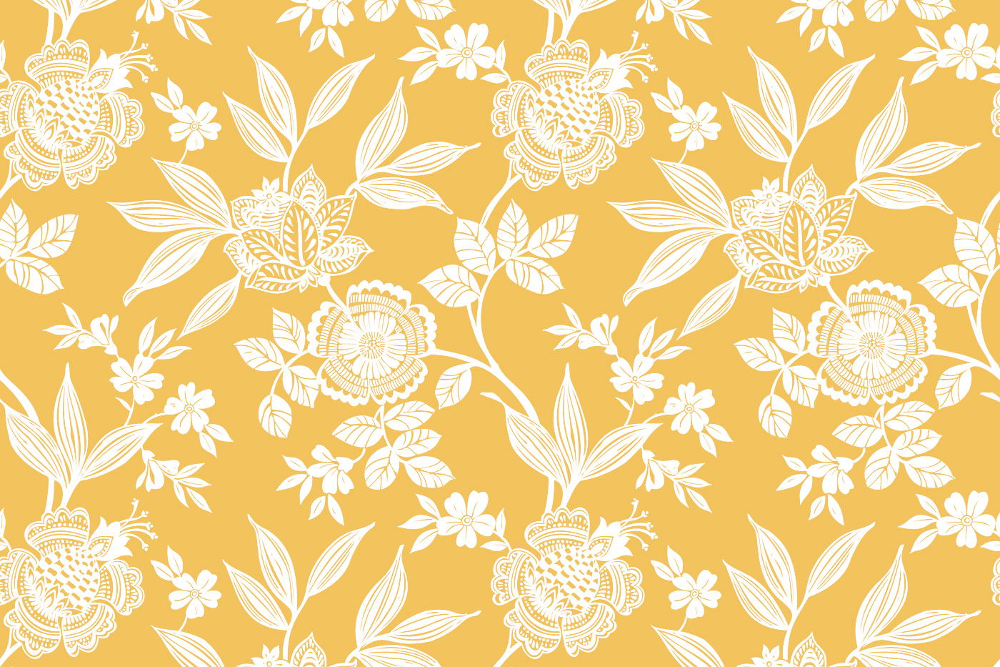 Vintage Floral Outline Seamless Pattern