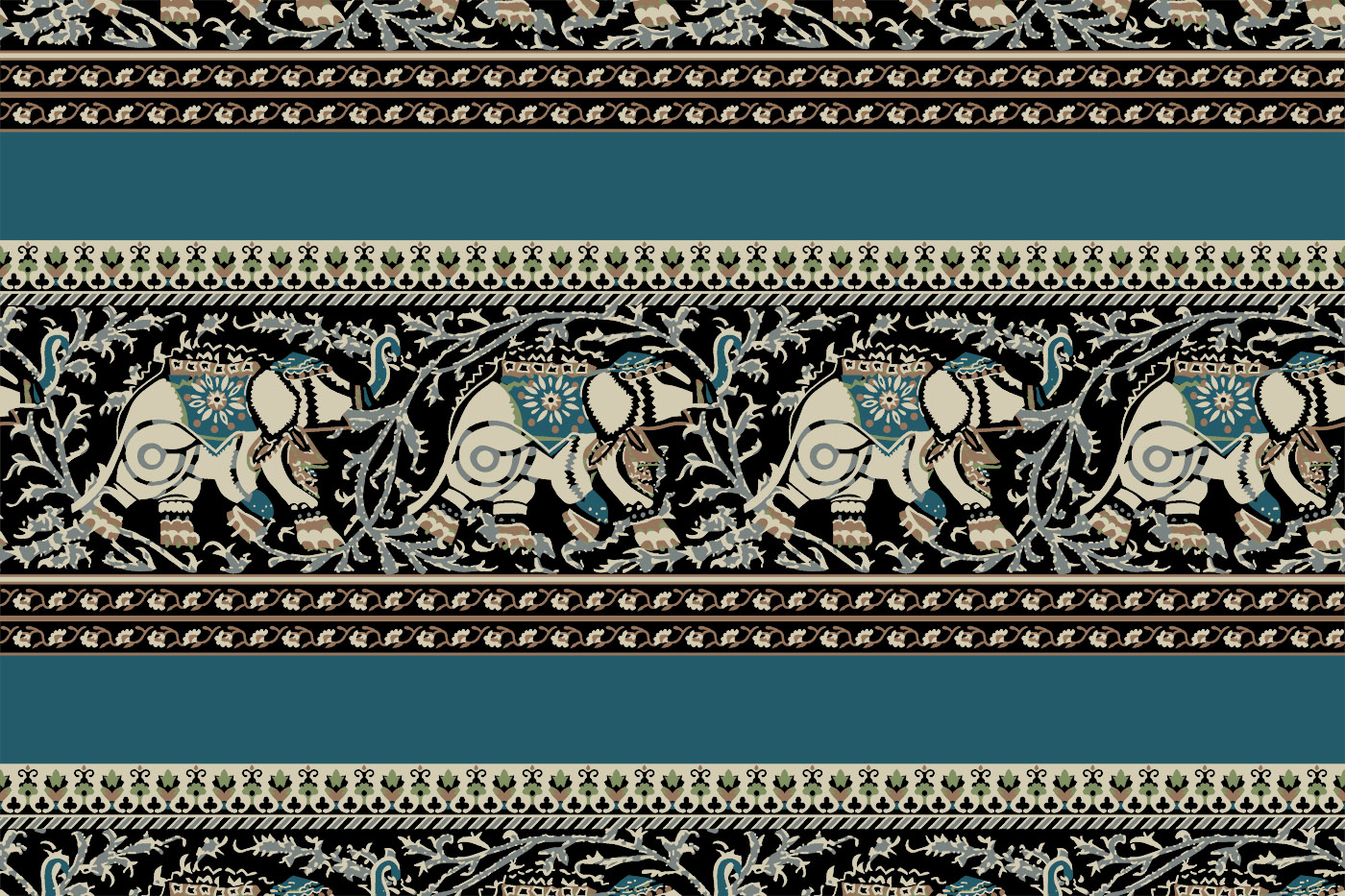 Rajasthani Elephant Border Print