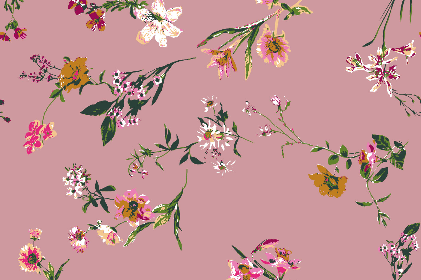 Floral Scatter Seamless Textile Pattern