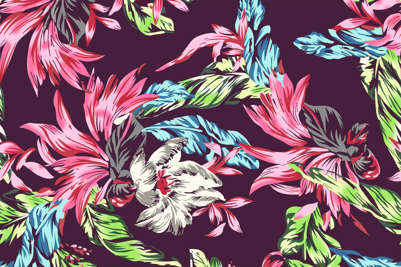 Tropical Floral Seamless Textile Pattern