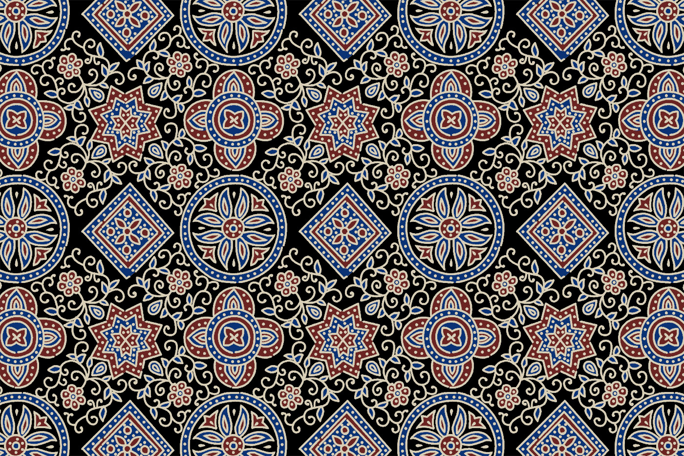 Ethnic Geometric Ajrakh Textile Pattern