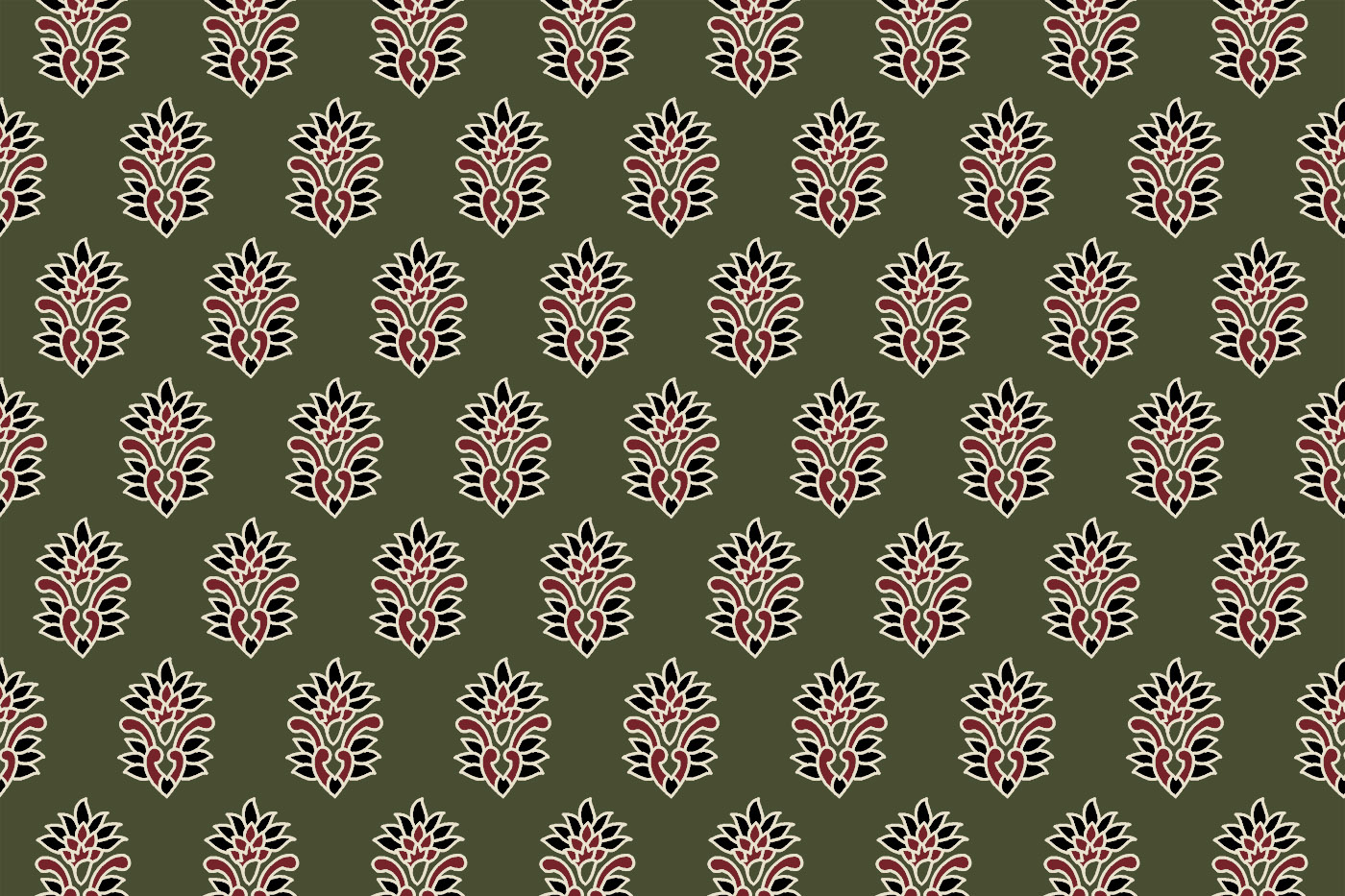 Bagru Style Floral Butti Seamless Pattern