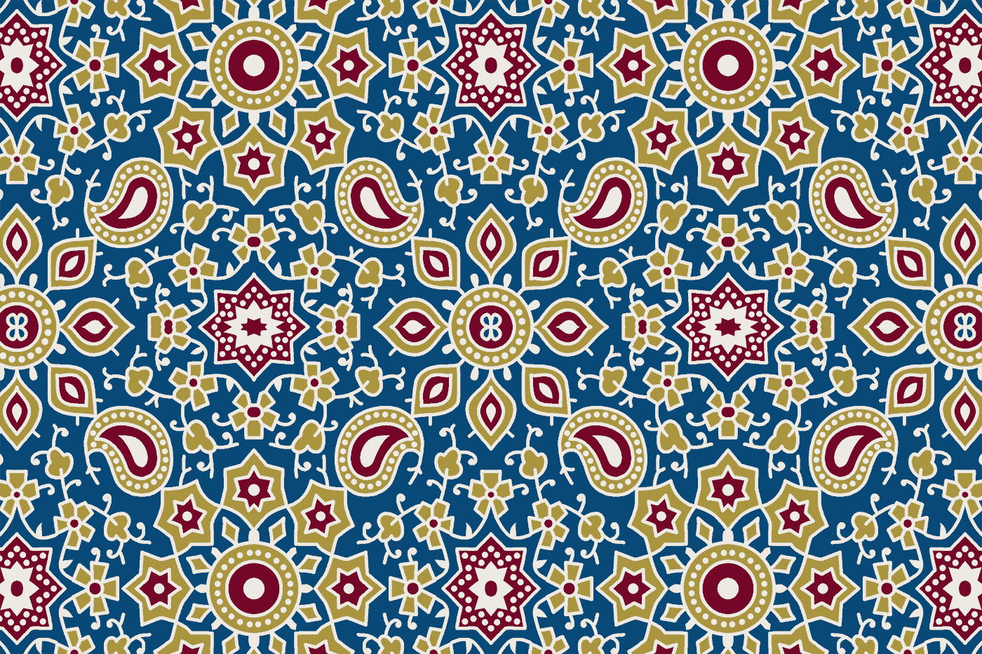 Ajrakh Geometric Star Seamless Textile Pattern