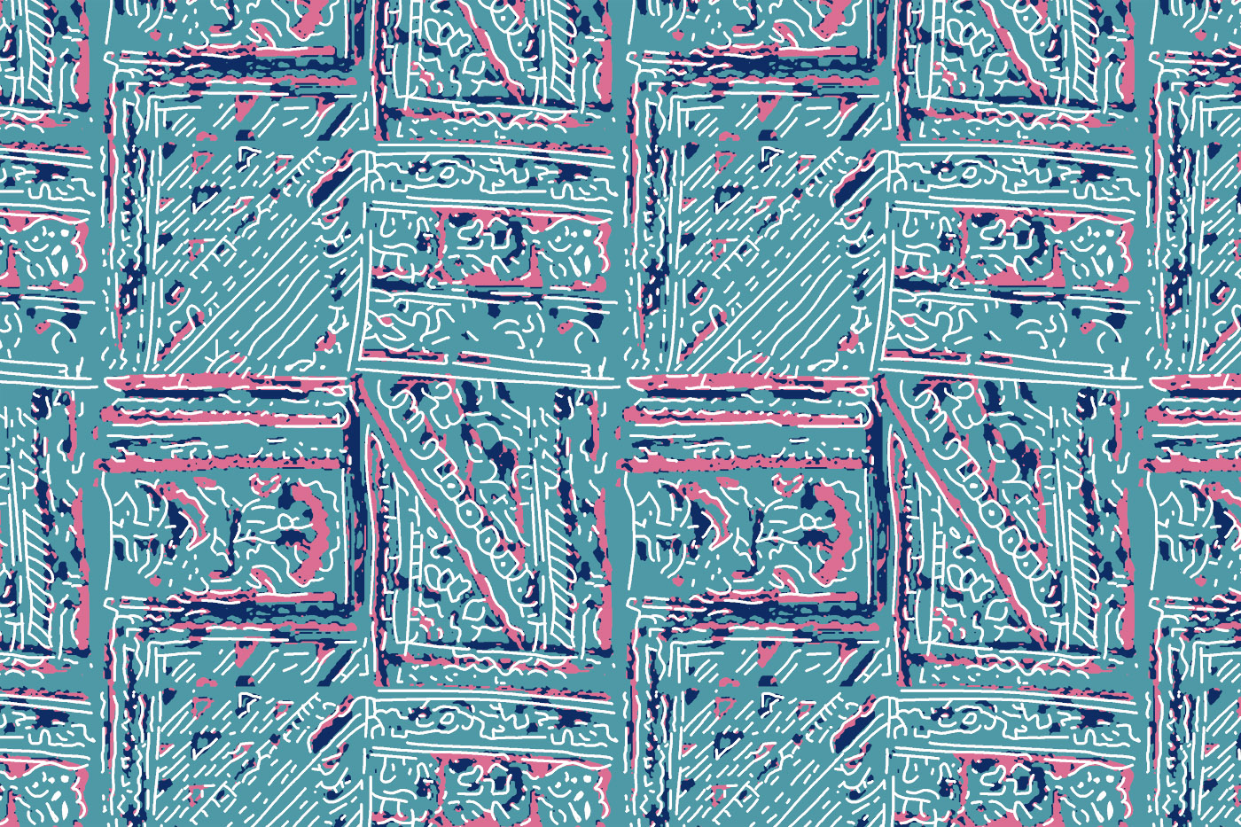 Decorative Floral Corner Seamless Textile Pattern