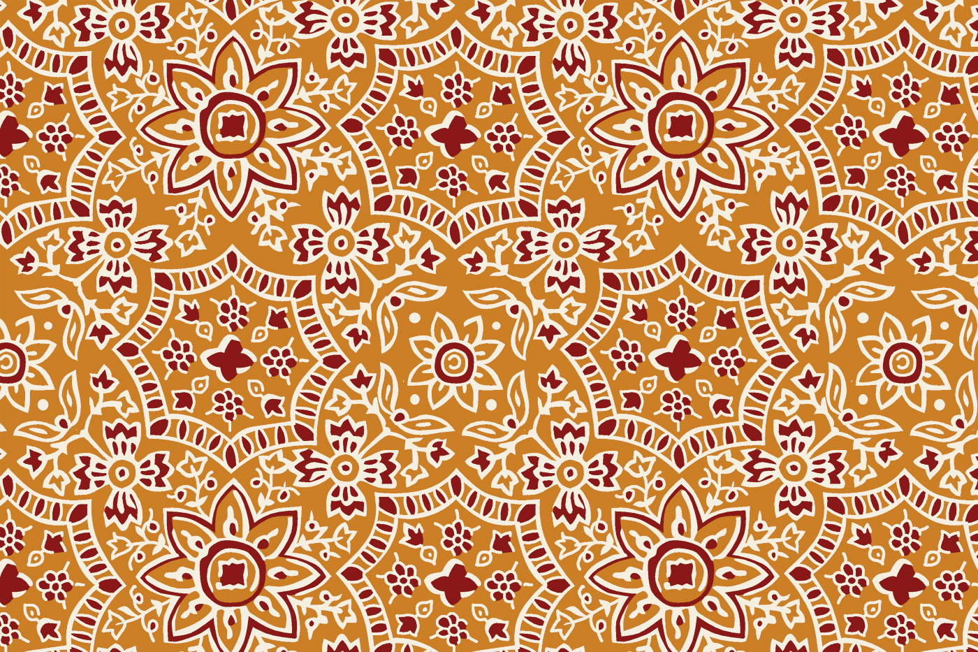 Ajrakh Floral Star Seamless Textile Pattern