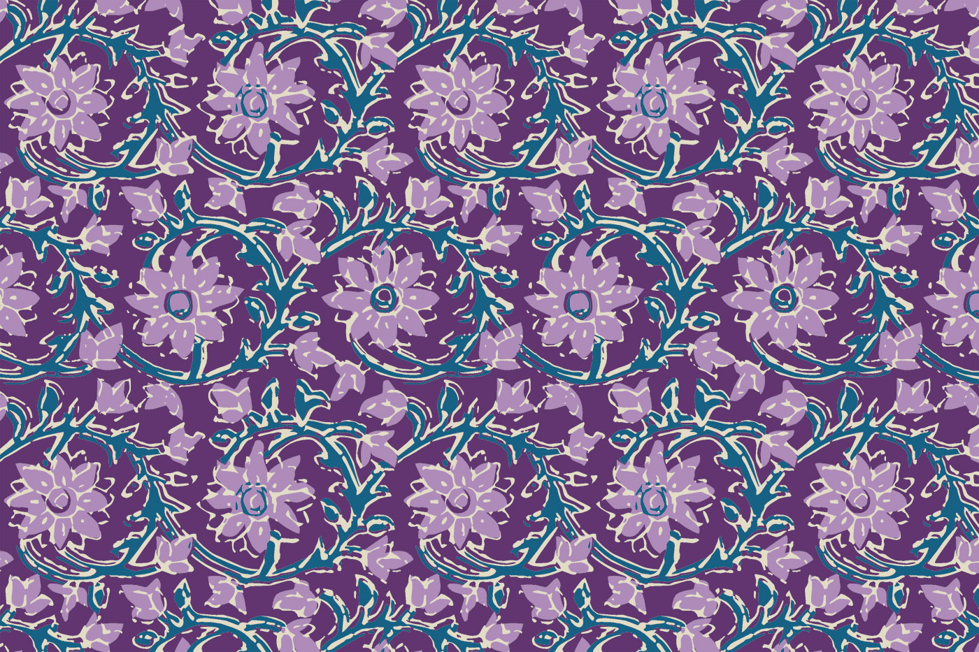 Sanganeri Floral Vine Seamless Textile Pattern
