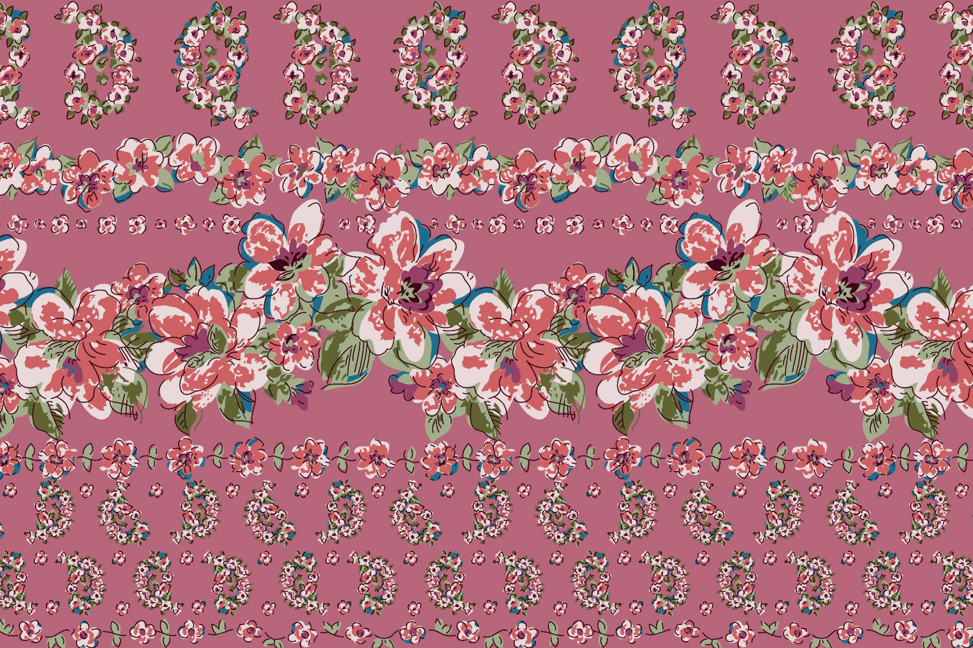 Jaipuri Floral Border Textile Pattern