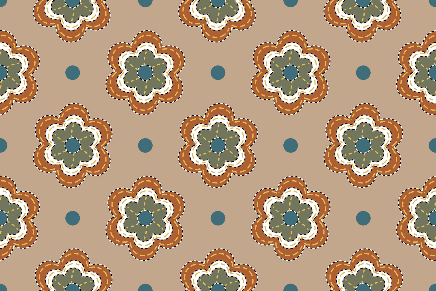 Bagru Floral Butti Seamless Textile Pattern