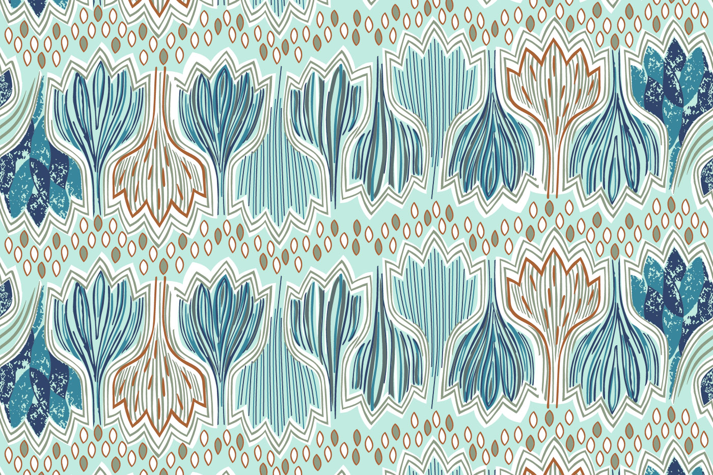 Jaipuri Lotus Floral Seamless Textile Pattern