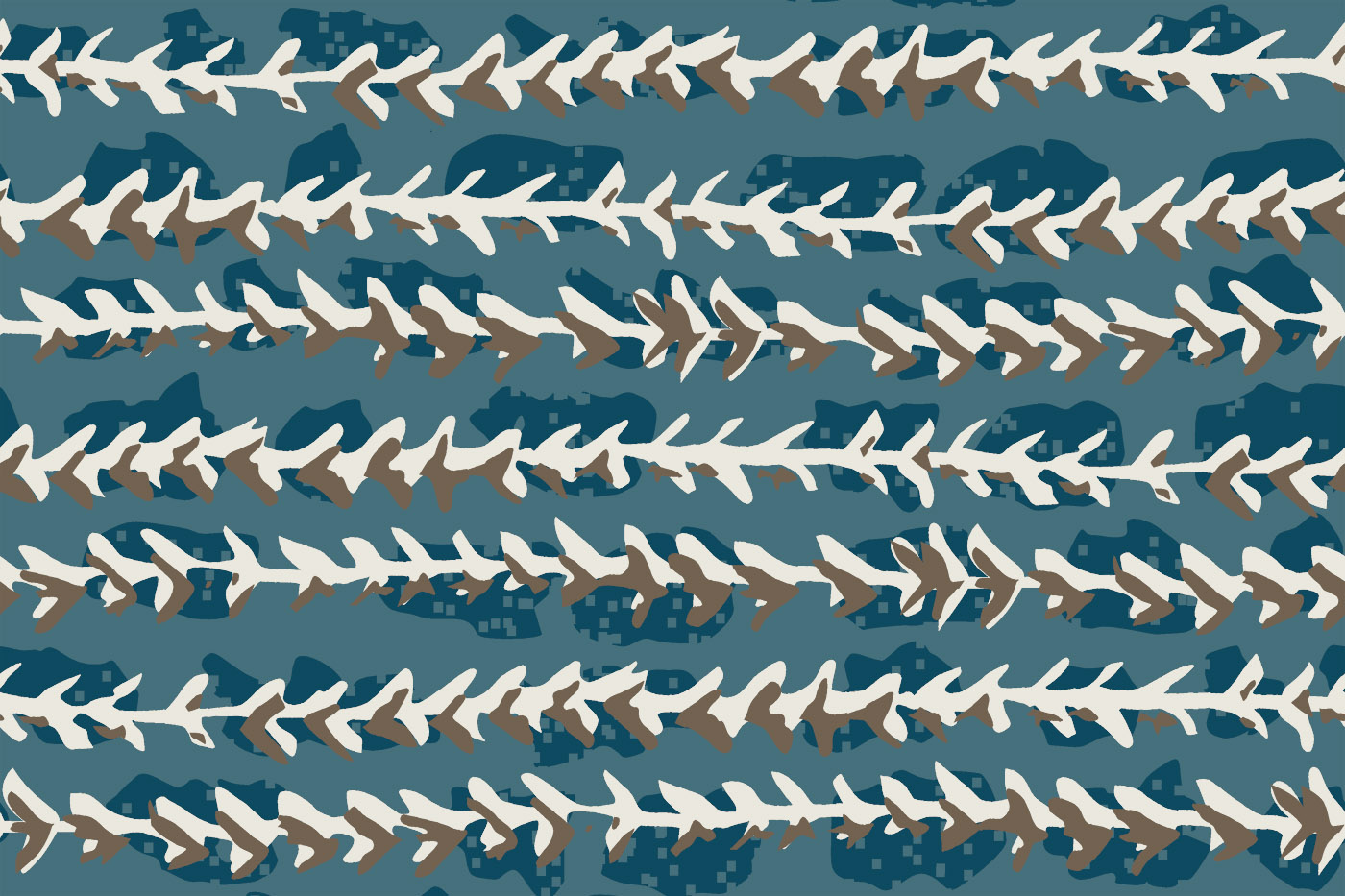 Dabu Leaf Stripe Seamless Textile Pattern