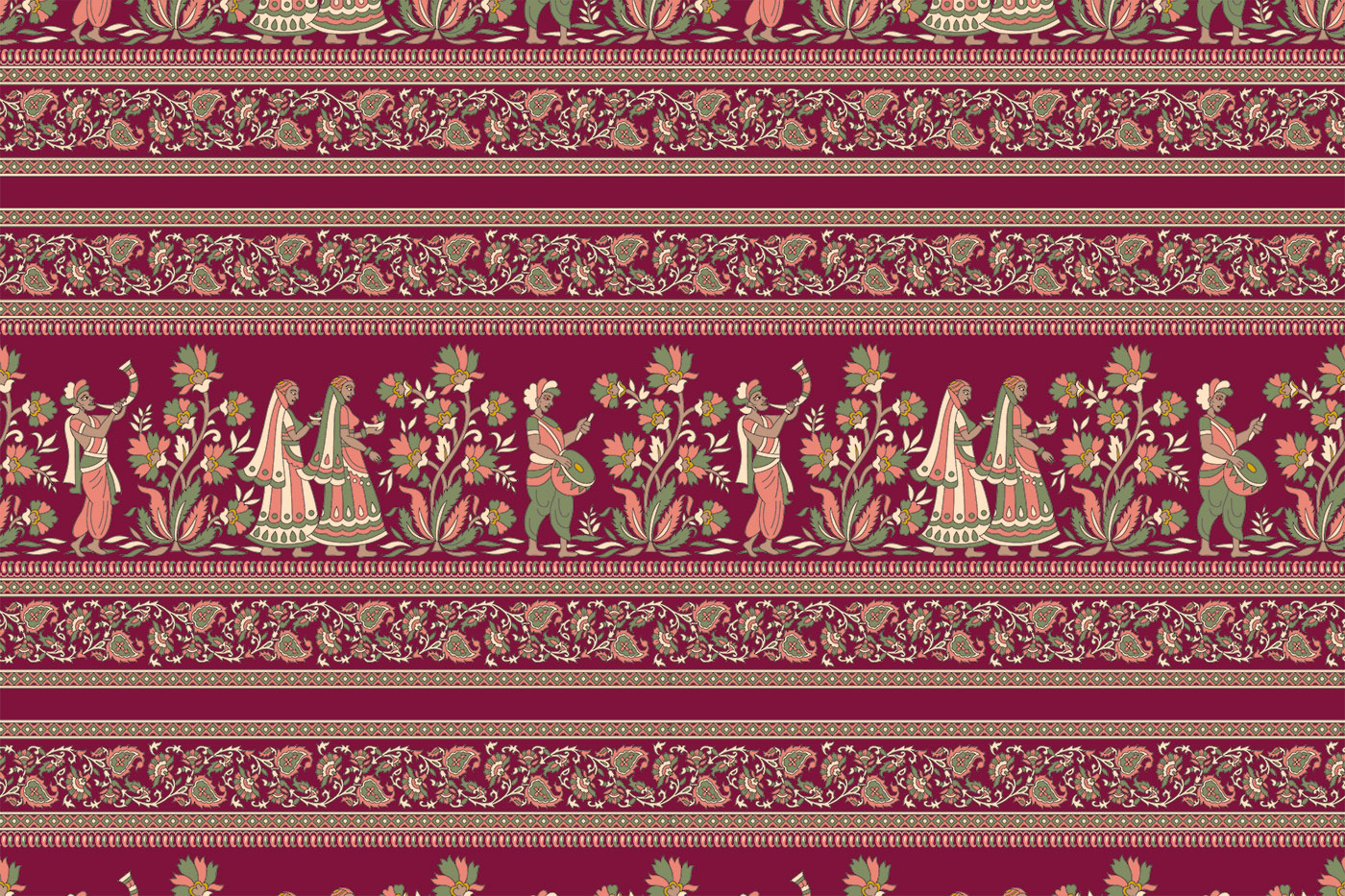 Rajasthani Folk Border Textile Pattern