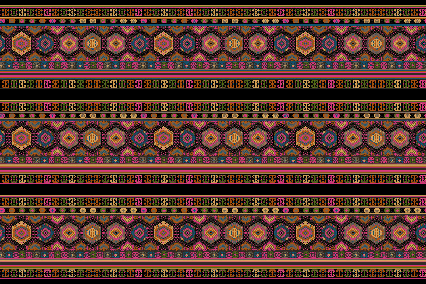 Kalamkari Ethnic Border Textile Pattern