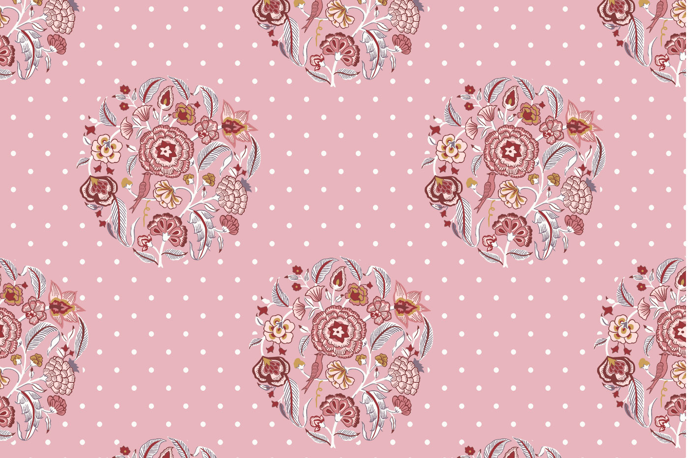 Jaipuri Floral Bouquet Butta Seamless Textile Pattern