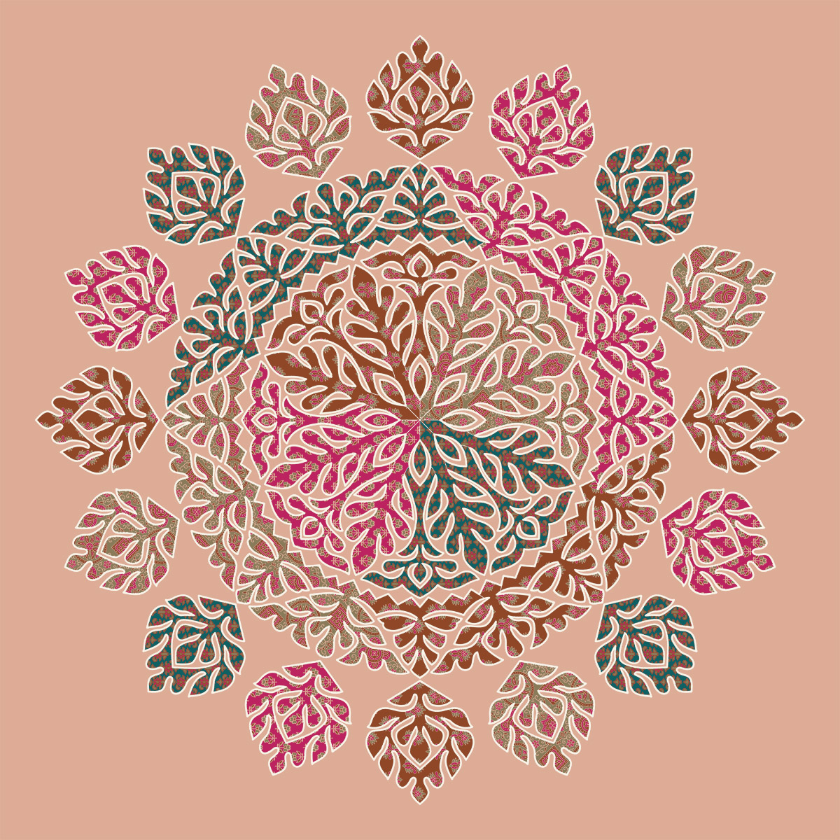 Kalamkari Lotus Mandala Textile Pattern