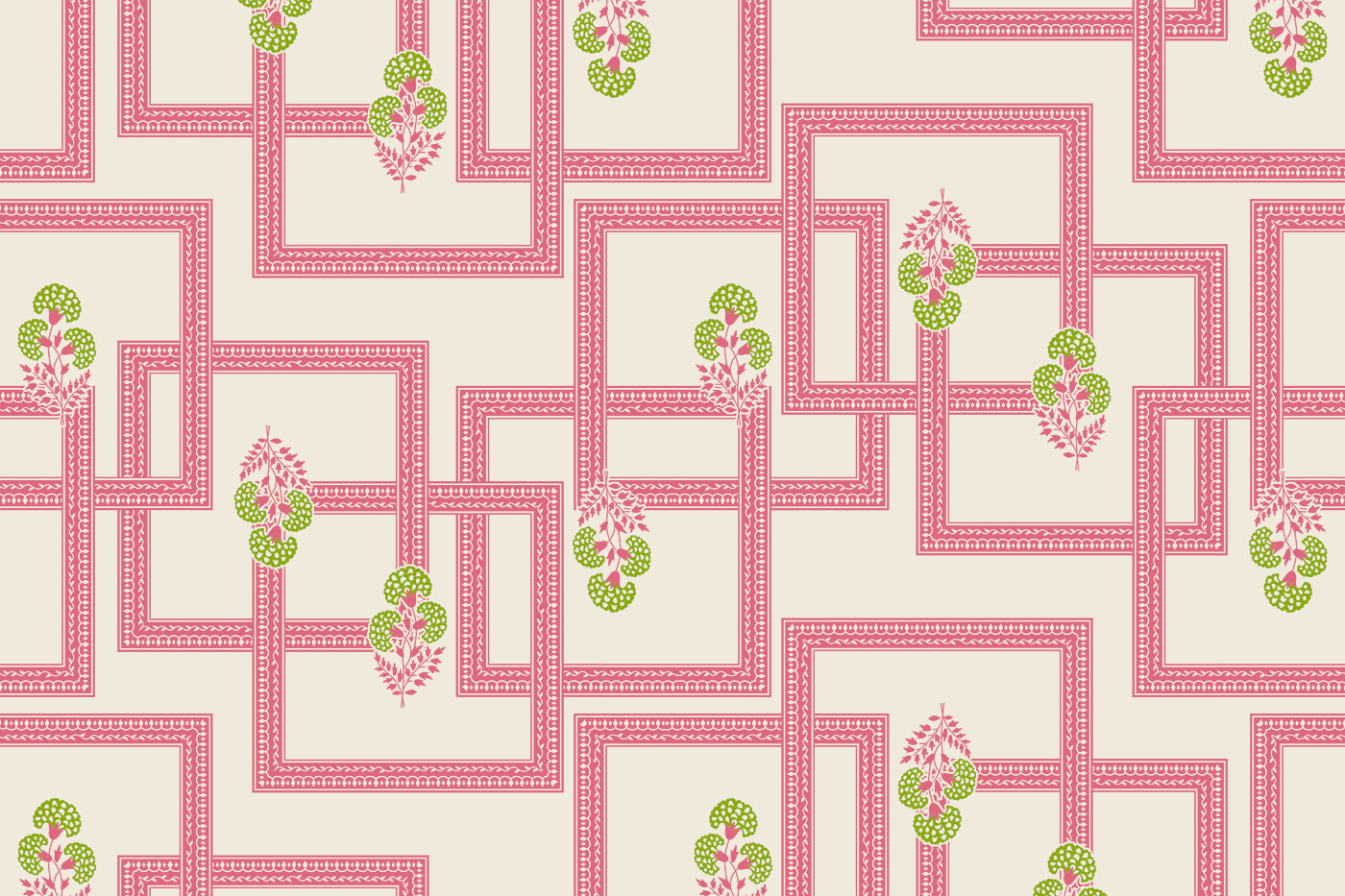 Jaipuri Floral Frame Geometric Textile Pattern