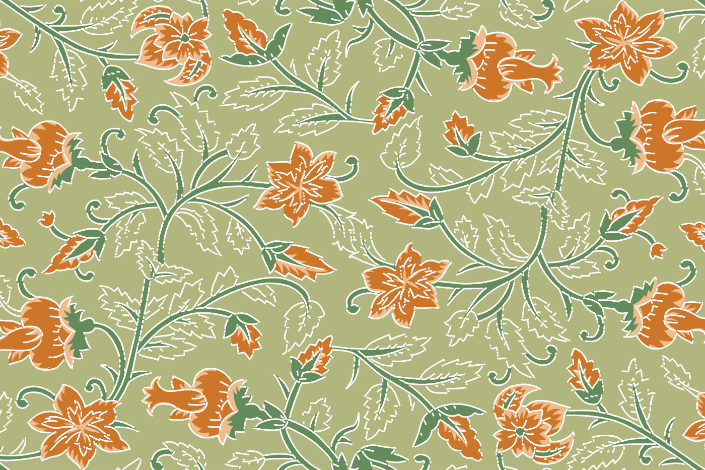 Sanganeri Floral Vine Seamless Textile Pattern