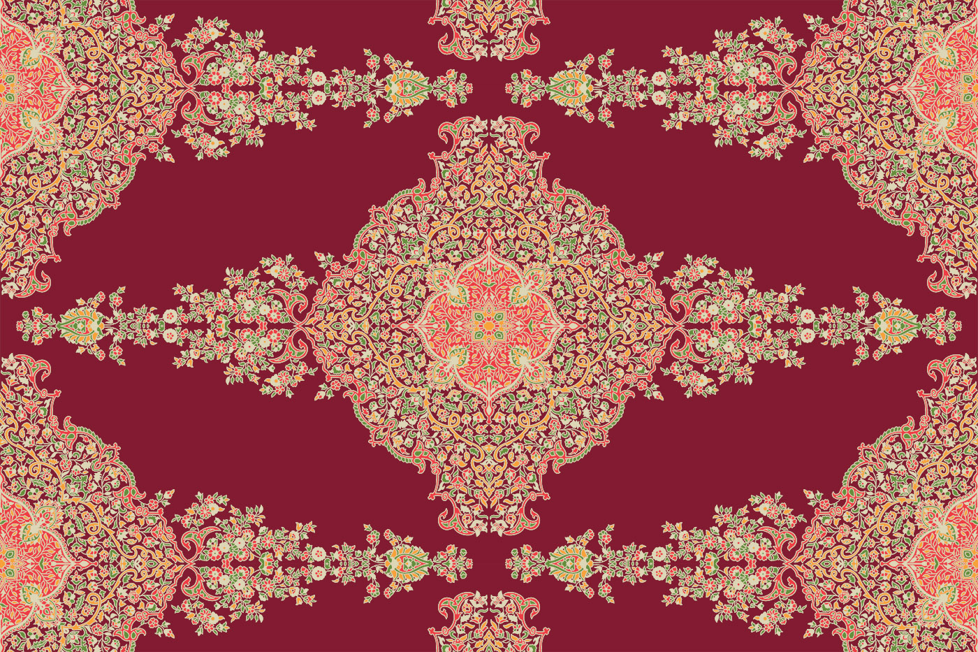 Kalamkari Paisley Floral Textile Pattern
