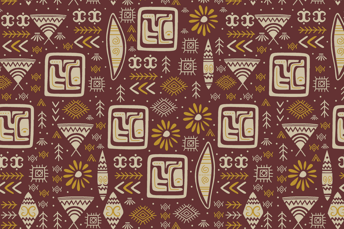 Warli Tribal Folk Seamless Textile Pattern